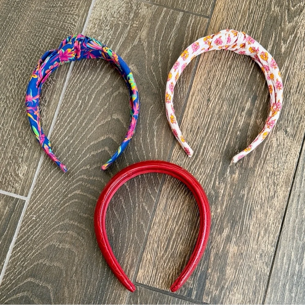 J.Crew Girls’ Knotted Floral Fabric and Embossed Leather Summer Headbands—3ct